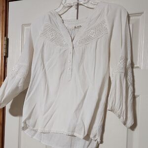 Vanilla Star White Blouse with Crochet Accents